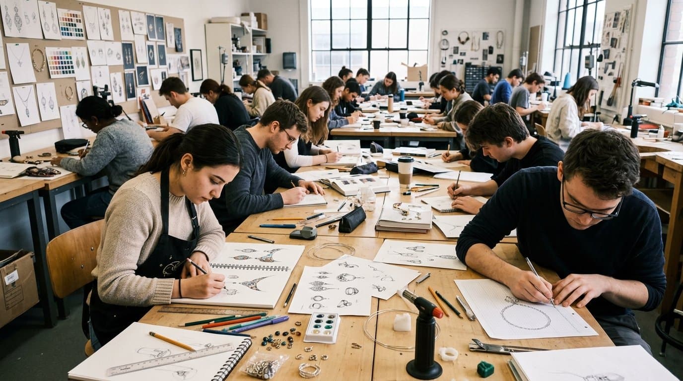 Students designing jewellery