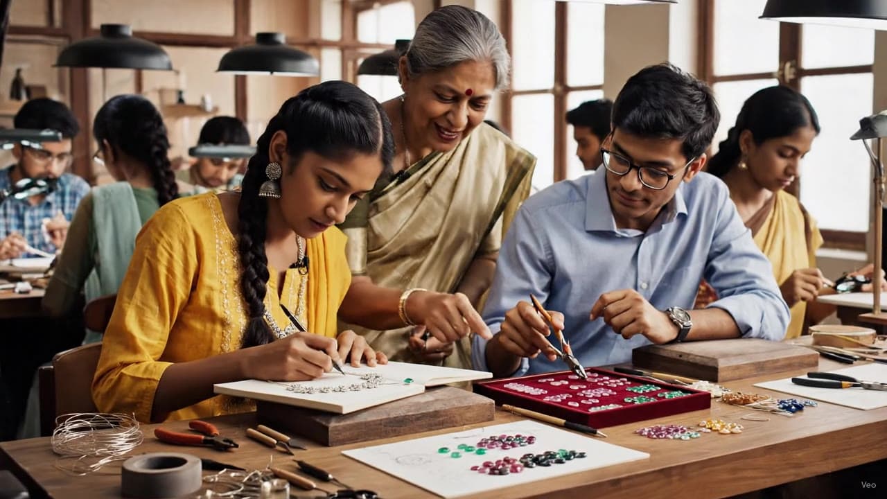 Students designing jewellery live